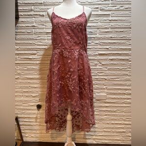 NWOT Gorgeous Floral Lace Chiffon High-Low Dress, Size L